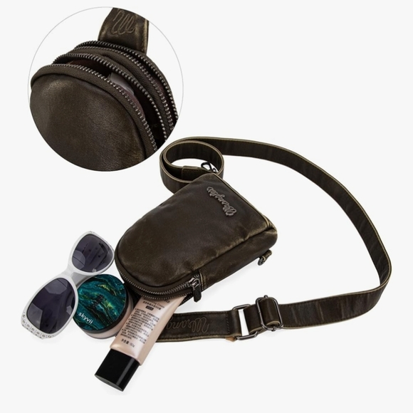 Wrangler Green and Brown Mini Bag with Teardrop Design - Picture 3 of 7